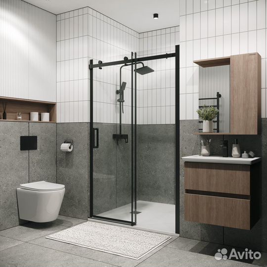 Дверь в нишу Classic (130*195) черн мат, прозр ст