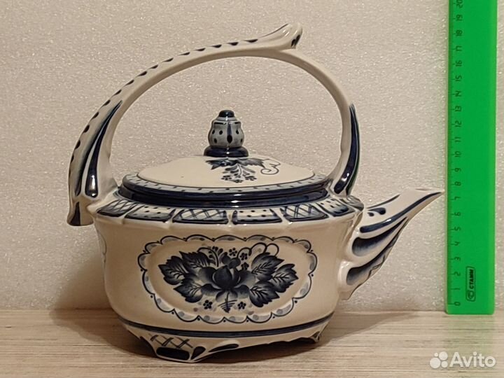 Чайник заварочный. Фарфор. Гжель. Ручная роспись