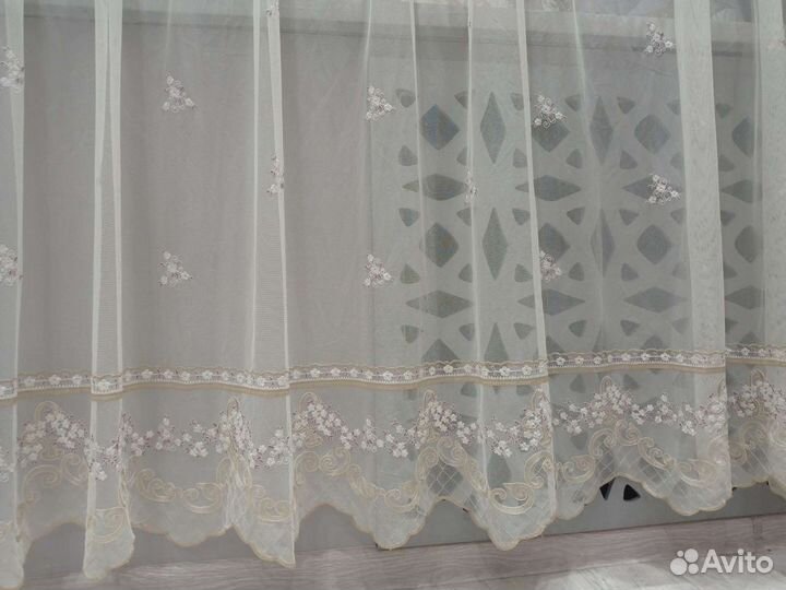 Тюль сетка айвори с вышивкой италия