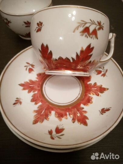 Чайная пара барбарис терракот. СССР