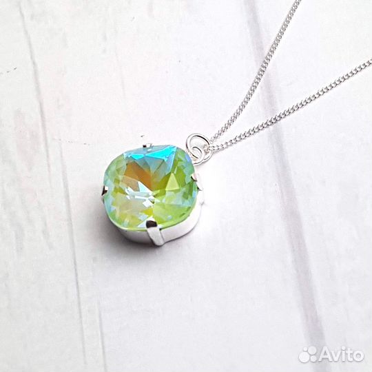 Колье Сваровски подвеска с серебряной цепочкой