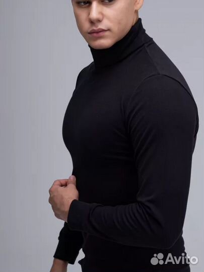 Водолазка черная мужская кашемировая / бадлон