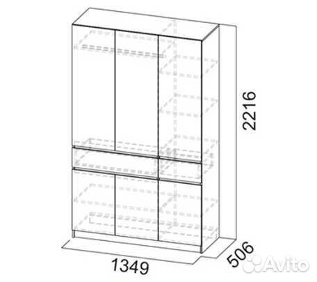 Шкаф Авиньон 3х ств 1.35м дуб крафт/графит серый