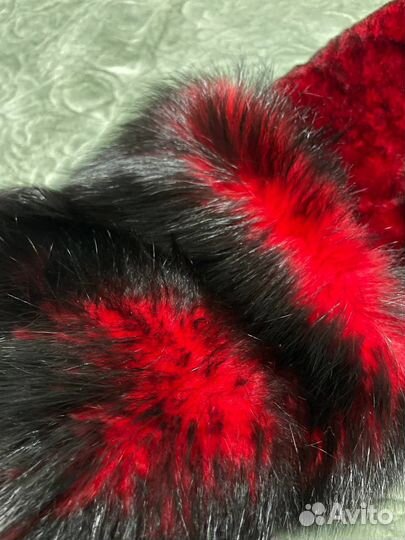 Женский полушубок мутон с крашеным песцом
