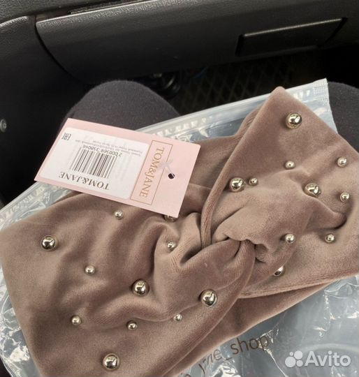 Повязка / шапка для волос, велюр. Цвет бежевый