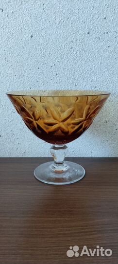 Ваза на ножке цветной хрусталь Богемия