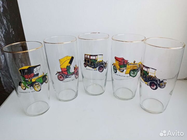 Стаканы бокалы Чехия 350 мл золотая кайма