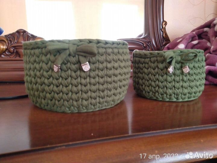 Вязаные корзинки для мелочей