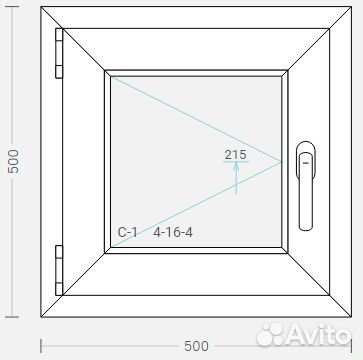 Окно для бани, дома 500*500