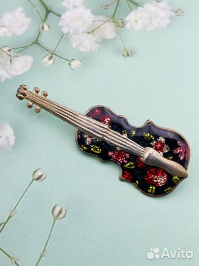 Брошь винтажная виолончель 70гг США Б31