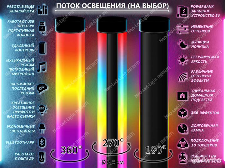 Торшер rgb 2в1 ночник лампа rgb