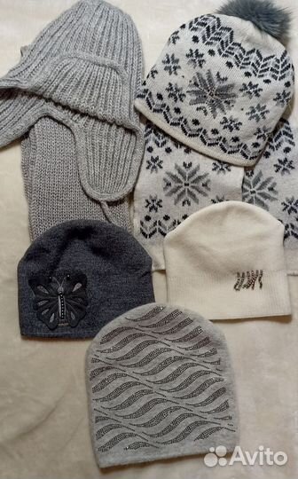 Шапки вязаные женские, шарфы, палантины