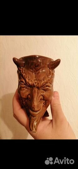 Кружка -поильник мефистофель. обливная керамика