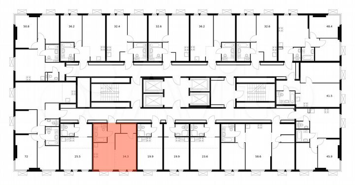 1-к. квартира, 34,3 м², 32/33 эт.
