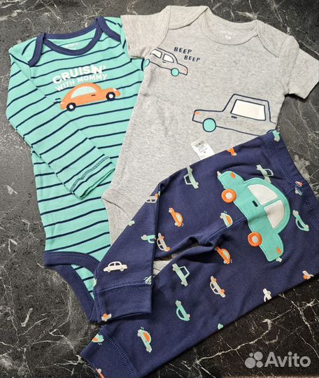 Тройка боди/футболка/штаны Carter's 62 68 74 80 86