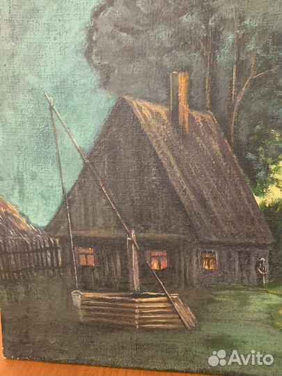 Картина Маслом на Холсте. Деревенский пейзаж