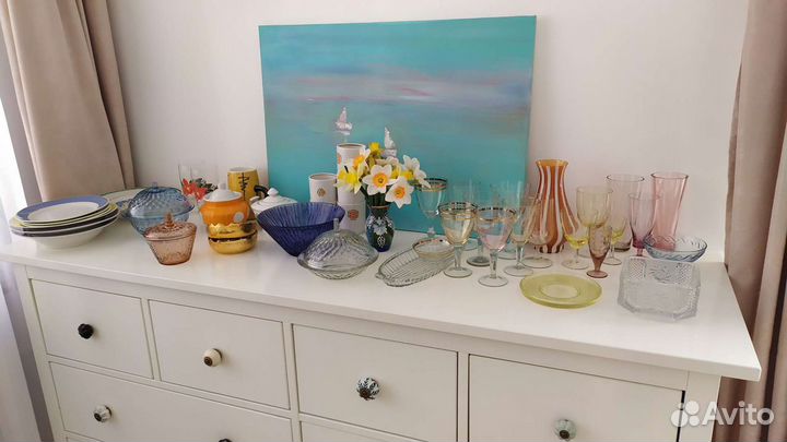 Посуда винтаж цветное стекло