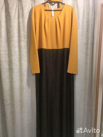 Длинное платье в пол с длинным рукавом 56-58