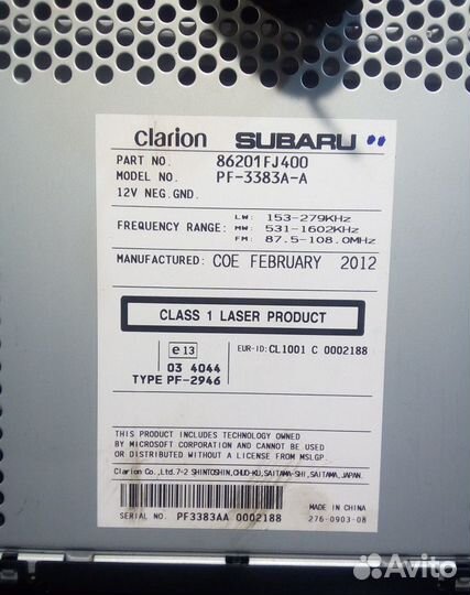 Магнитола штатная на Субару Импреза Джи12