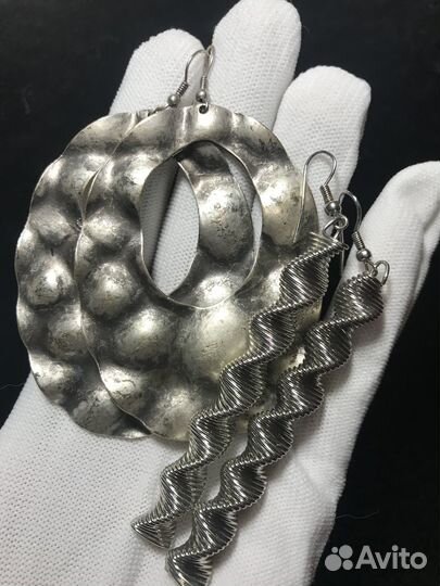 Серьги с перфорацией и пружинки 2 пары