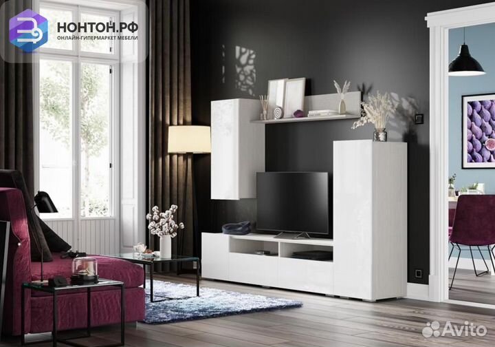 Гостиная Аннели белый / белый глянец