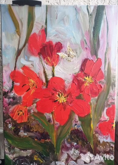 Картина маслом на холсте цветы