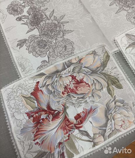 Скатерть, салфетки, ткань рогожка