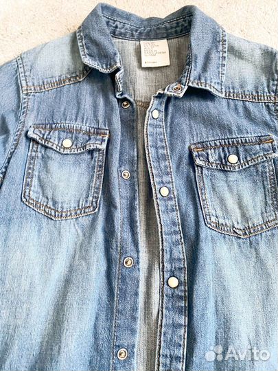 Джинсовая рубашка hm для мальчика 134