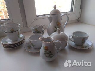 Сервиз кофейный, фарфор, Kahla,Желтая роза