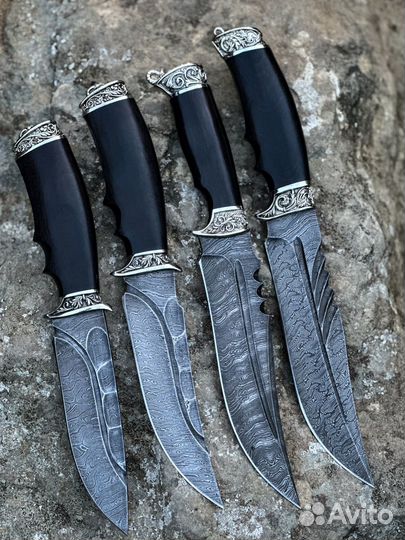 Нож для охоты из дамаска