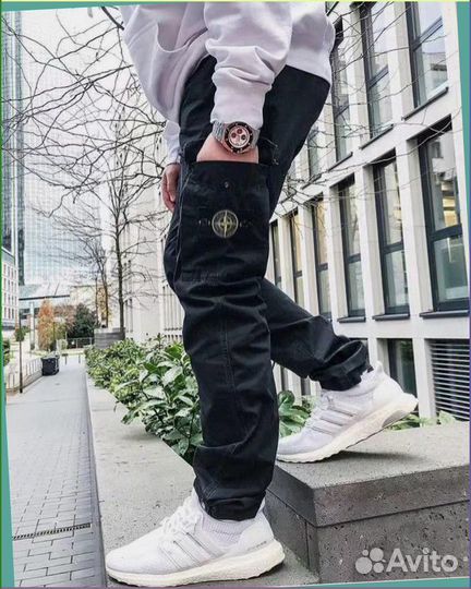 Широкие карго штаны Stone Island (Premium качество)