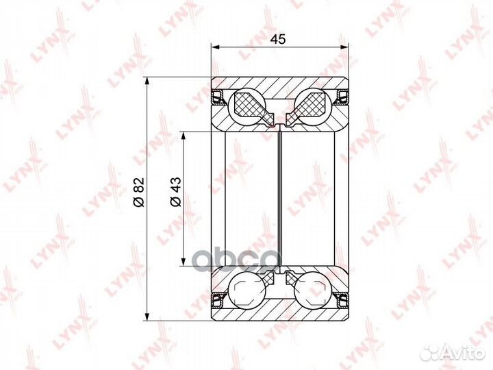 Подшипник ступицы передний (45x43x82) подходит для