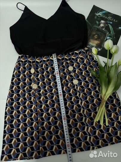 Юбка женская с орнаментом мини короткая 42 44