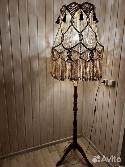 Торшер ссср. Абажур макраме. Ручная работа