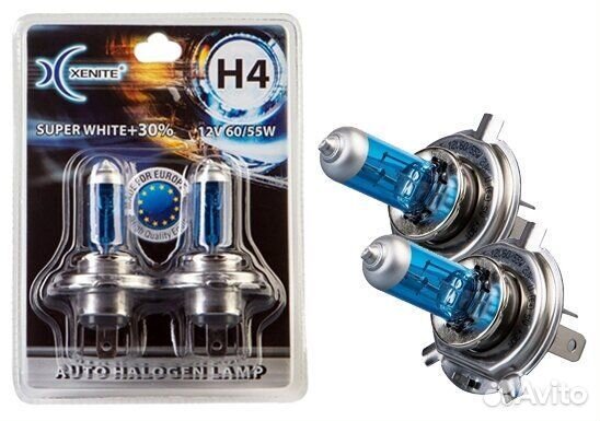 Лампа автомобильная галогенная h4, 2шт