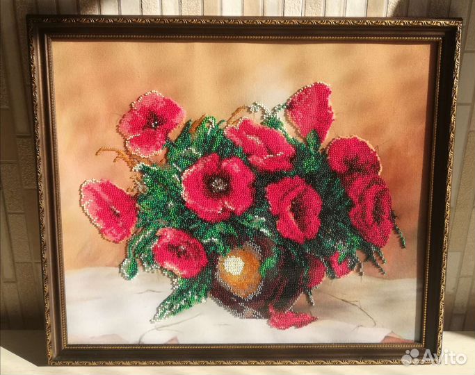 Картина бисером красные маки