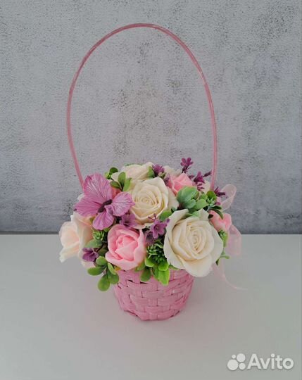 Букет из мыла с зайкой детский