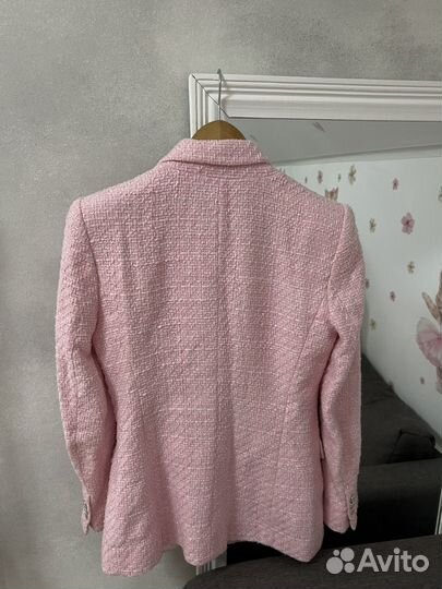 Твидовый жакет zara розовый