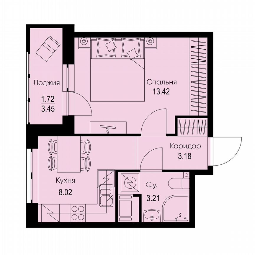 1-к. квартира, 29,6 м², 9/9 эт.
