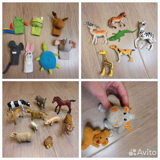 Игрушки фигурки животных пальчиковый театр брелок