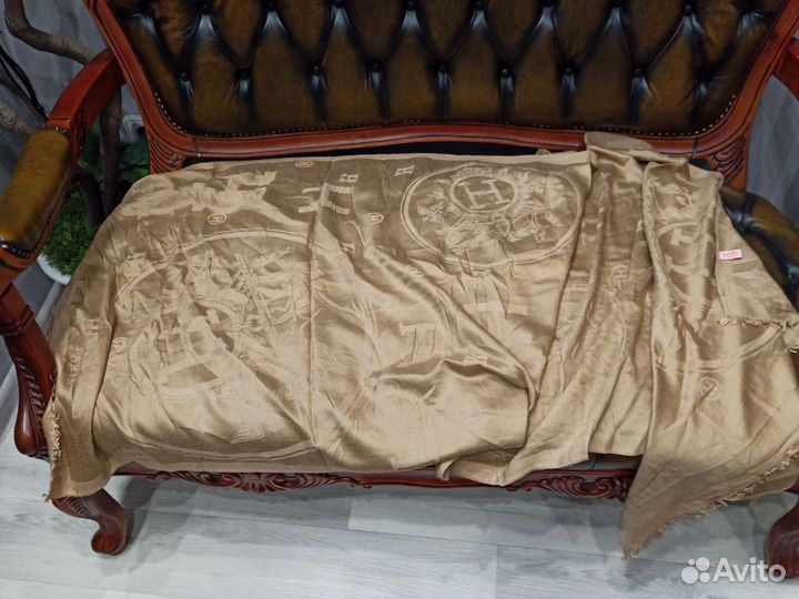 Палантин теплый hermes кашемир/шелк Франция