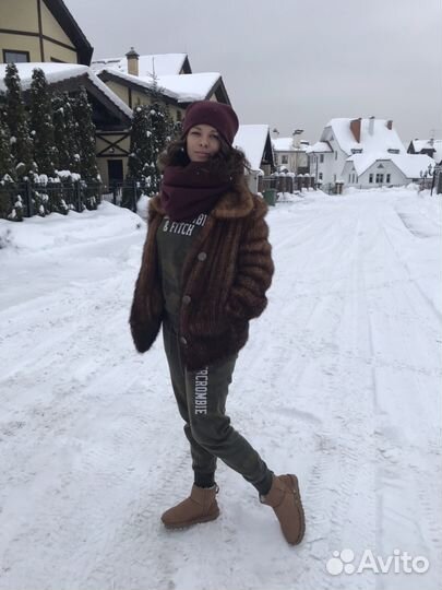 Шуба вязаная норка