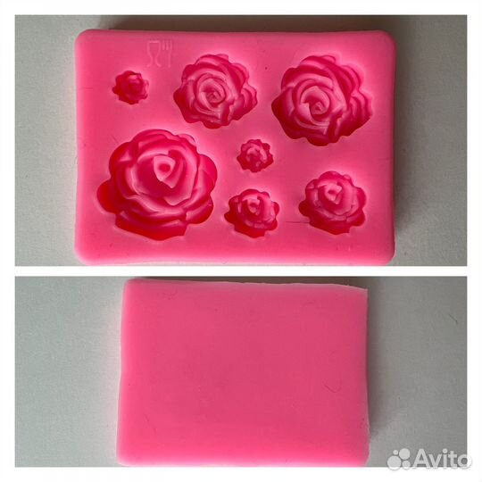 Силиконовый молд розы, листики, перья, цветы