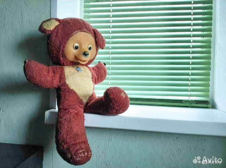 Игрушка СССР медведь плюшевый резиновая морда