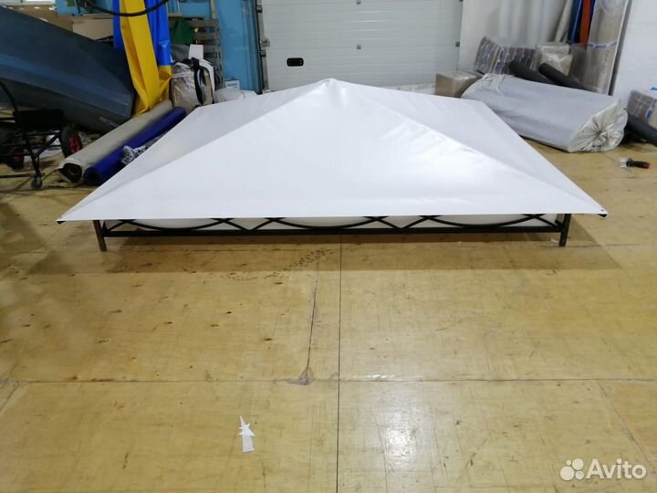 Тентовый навес на крышу готового каркаса