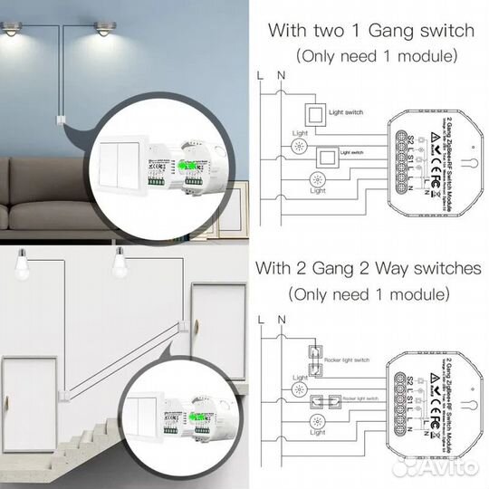 Умное zigbee 3.0 + RF реле на 2гр для Алисы