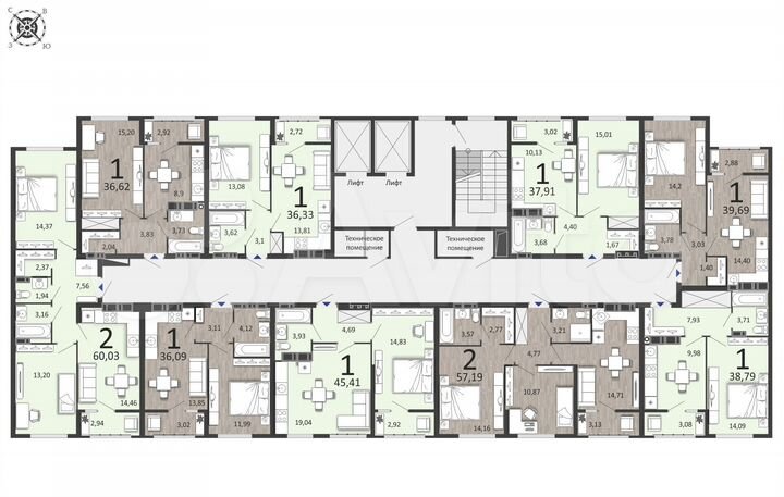 1-к. квартира, 36,1 м², 14/25 эт.