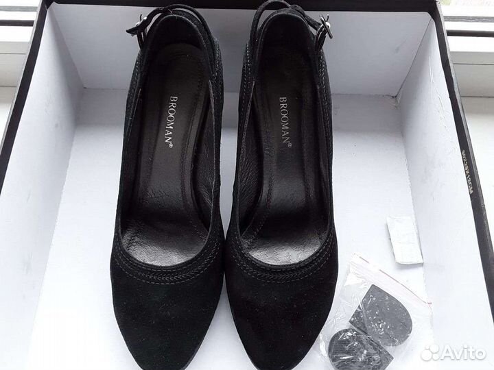 Туфли натуральная замша 38 черные