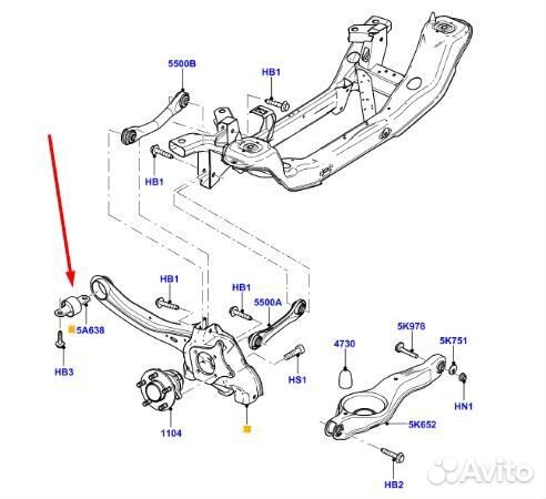 Сайлентблоки продольного рычага Ford Focus I II