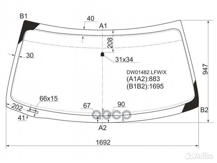 Стекло лобовое Ford Expedition 03-06 / F150 96